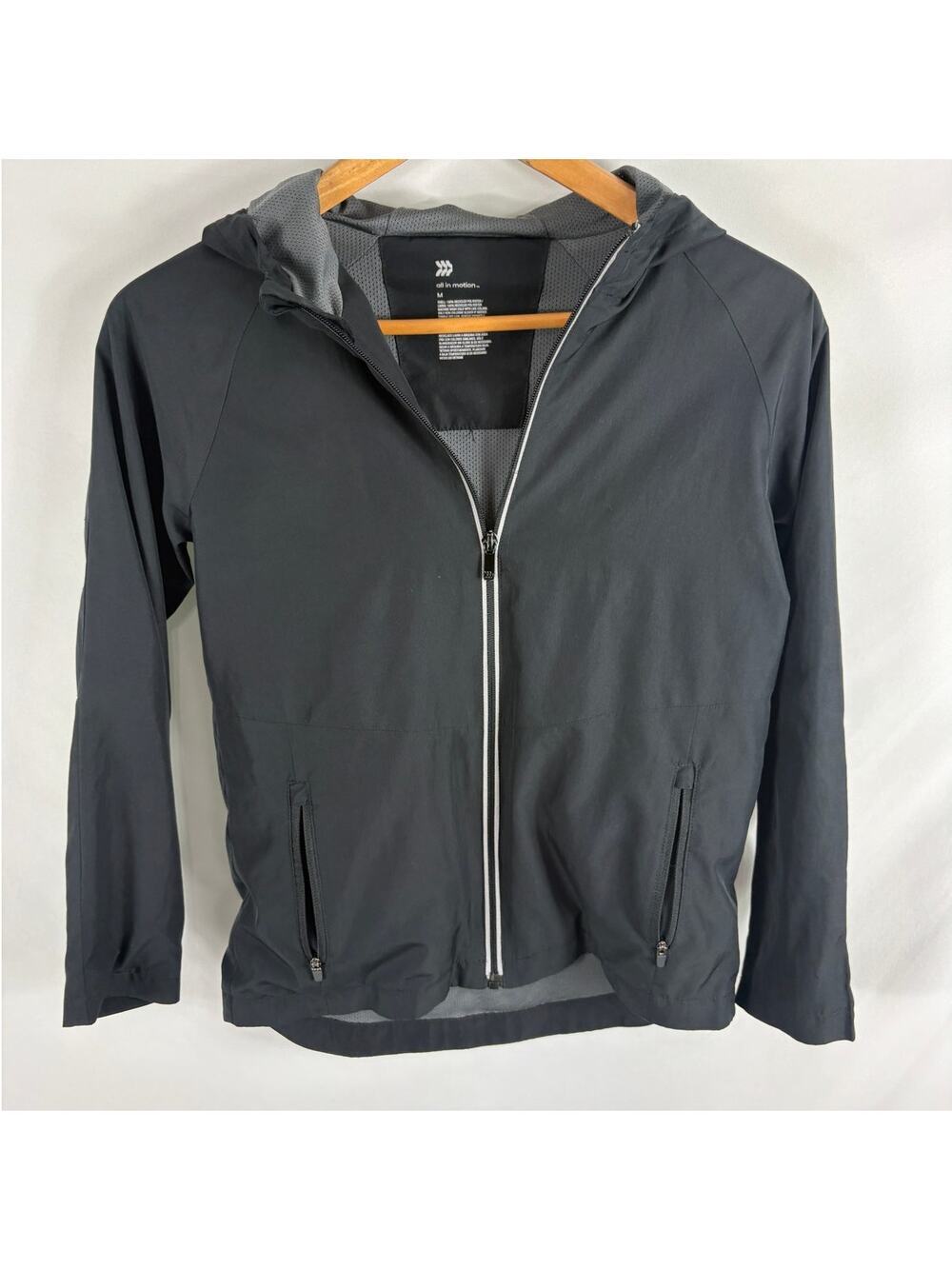 All in Motion Boys Windbreaker Black Zip Up Activewear Jacket Size Medium